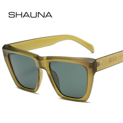 SHAUNA Lunettes de soleil rétro surdimensionnées œil de chat pour femmes, mode gelée dégradé de couleurs, nuances UV400 hommes rivets lunettes de soleil