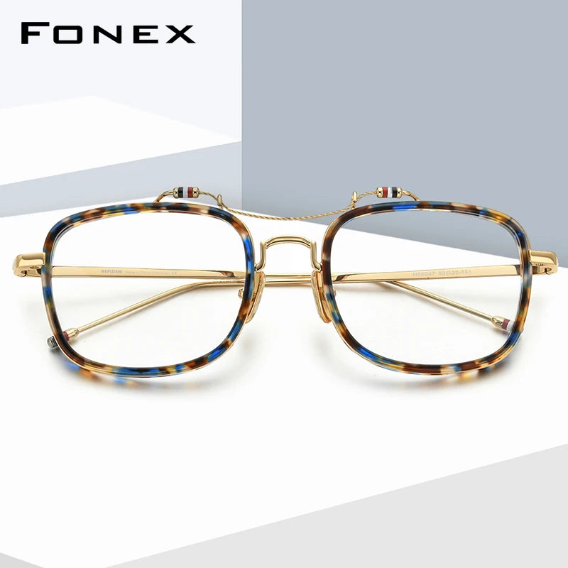 HEPIDEM Acetate Glasses Men Square Eyeglasses Frame Women Browne Brand Oversized Spectacles Eyewear 50247