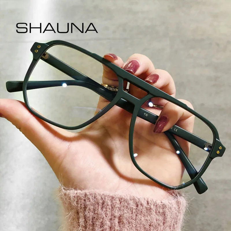 SHAUNA Anti Blue Light TR90 Retro Rivets Macaron Glasses Frames Women Fashion Men Optical Computer Glasses