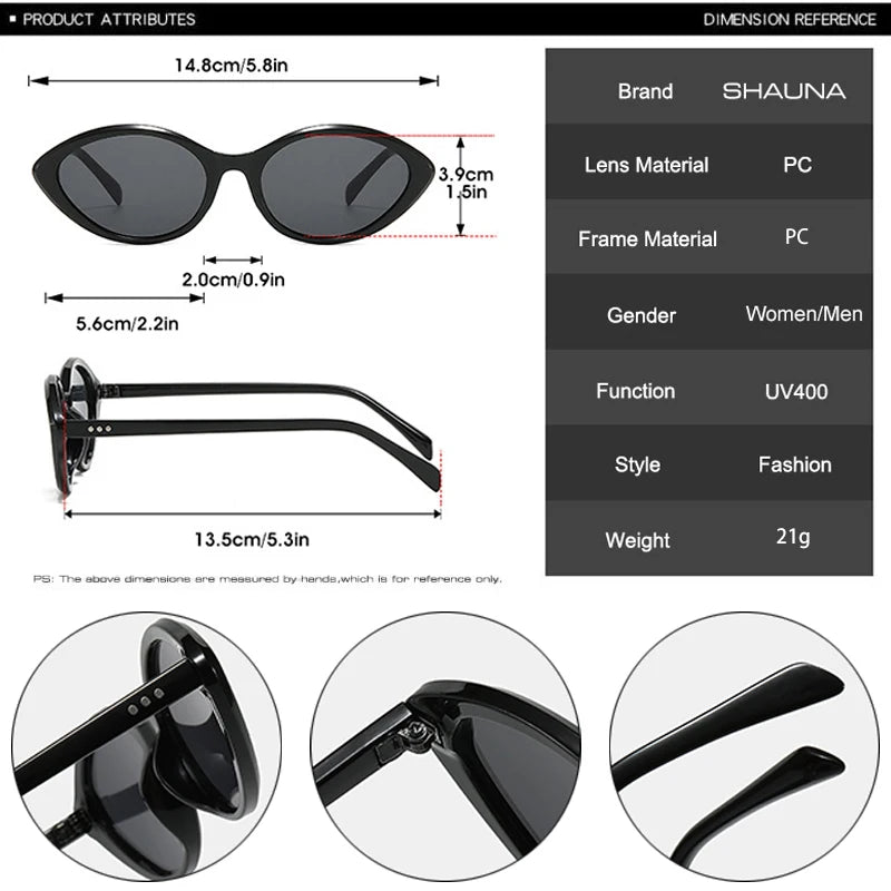 SHAUNA Fashion Small Cat Eye Sunglasses Women Fashion Gradient Shades UV400 Vintage Rivets Men Sun Glasses