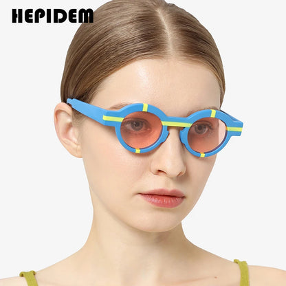 HEPIDEM Matte Acetate Polarized Sunglasses UV400 Men Simple Retro Design Circle Round Sun Glasses Women Shades Sunglasses H9282T