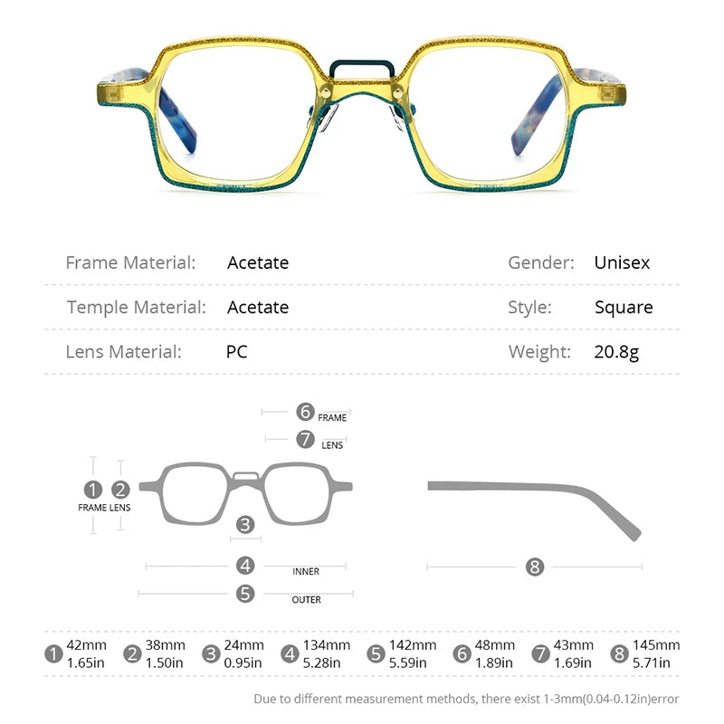 Lunettes de vue en acétate poudré HEPIDEM pour hommes, verres de vue rétro vintage mats, verres polygonaux pour femmes, lunettes de vue 9318