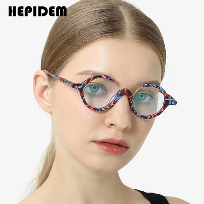 Lunettes en acétate HEPIDEM pour femmes 2022, nouvelle monture de lunettes ronde 3/4 pour hommes, lunettes 9191