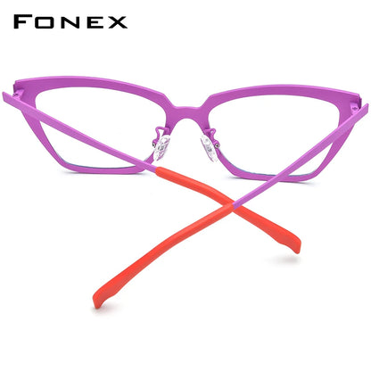 FONEX Monture de lunettes en titane pur pour femmes 2024 Nouvelles petites lunettes œil de chat pour hommes Lunettes rétro vintage F85809