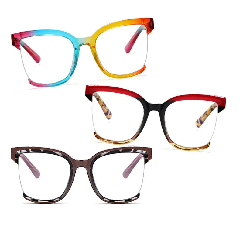 SHAUNA Anti-Blue Light TR90 Women Half Frame Colorful Eyewear Fashion Spring Hinge Optical Frames