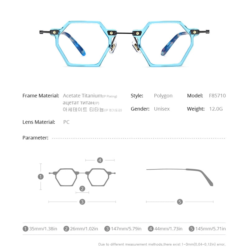 FONEX Acetate Titanium Glasses Women 2022 New Vintage Retro Polygon Eyeglasses Frame Men Spectacles Eyewear F85710