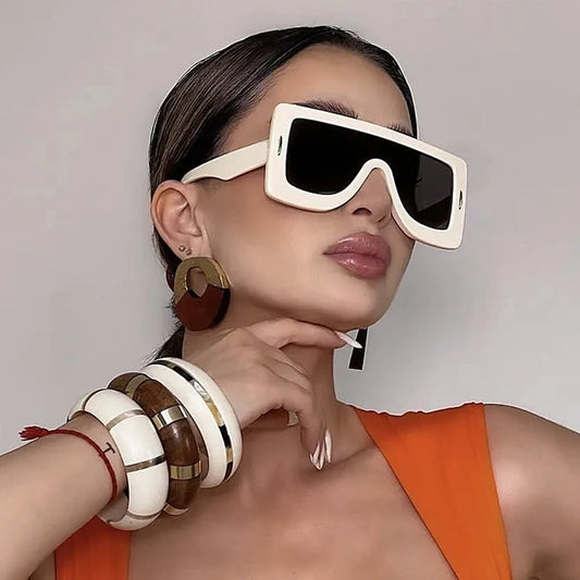 Lunettes de soleil connectées à grande monture tendance 2024 pour femmes, lunettes de soleil tendance Cyberpunk résistantes aux UV