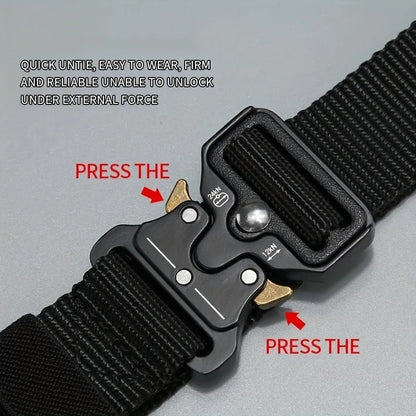 Men's new tactical high weight and wear-resistant alloy buckle nylon waist belt outdoor belt work clothes canvas elastic belt