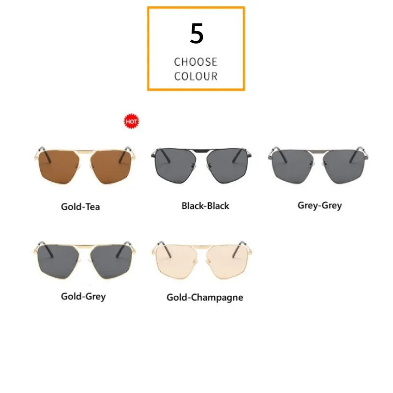 New Fashion Women Sunglasses For Men Retro Irregular Square Metal Frame Sun Glasses Driving Beach Shases UV400 Eyeglasses