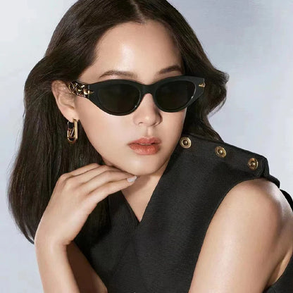 New Irregular Women Black Sun Glasses Cool Cat Eye Sun Glasses Cateye Fashion Acetate Sunglasses For Women UV400 Female