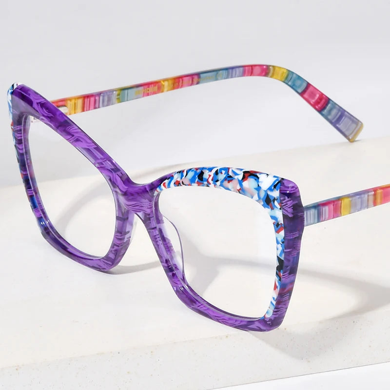 HEPIDEM Multicolor Acetate Glasses Women 2023 New Fashion Cat Eye Eyeglasses Spectacles Eyewear H9336