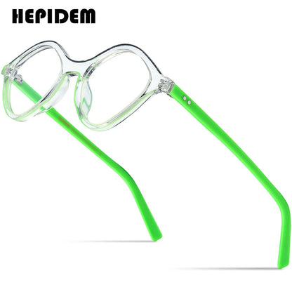 HEPIDEM Powder Acetate Glasses Women Brand Designer Cat Eye Eyeglasses Ladies Cateye Spectacle Eyewear 9302