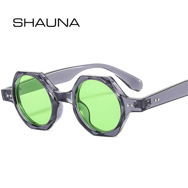 SHAUNA Nouvelles lunettes de soleil carrées polygonales pour femmes, verres ronds de couleur bonbon, lunettes de soleil UV400 pour hommes