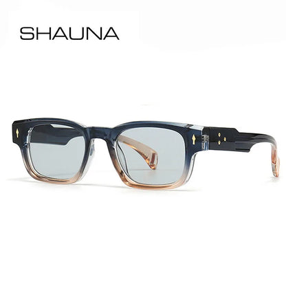 SHAUNA Retro Nieten Sonnenbrille Marke Designer Trendy Rechteck Sonnenbrille UV400