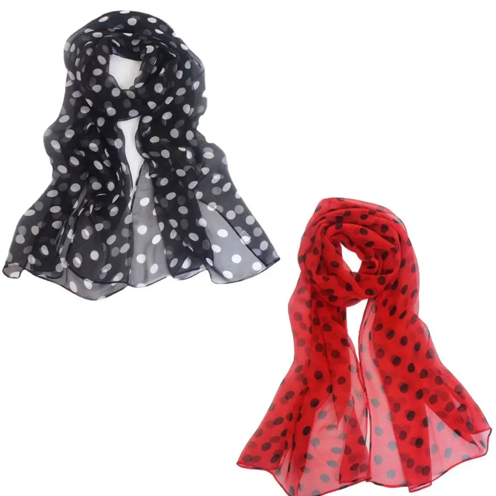 Conditioner Shawl Head Wraps Neckerchief Headband Chiffon Scarf Silk Scarf Ladies Women's Scarves Shawl Polka Dot Scarf