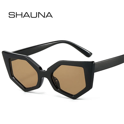 SHAUNA Retro Irregular Polygon Cat Eye Sunglasses Women Shades UV400