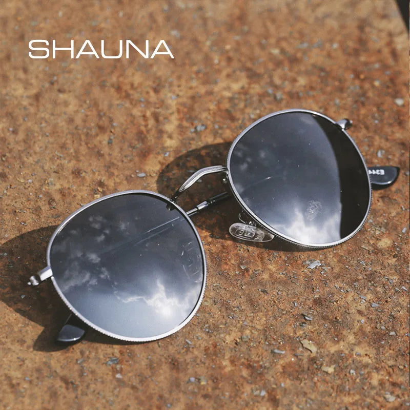 SHAUNA Klassische Damen-Sonnenbrille, rund, polarisiert, Retro-Stil, für Herren, Ozeanfilm-Brille, UV400