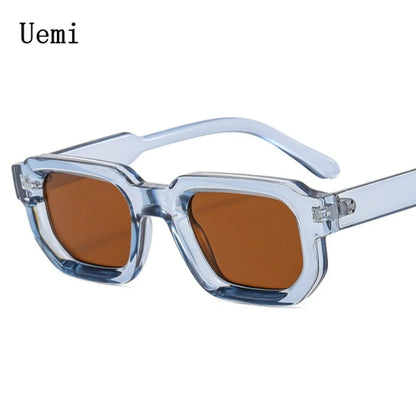 New Fashion Blue Square Sunglasses For Women Men Retro Luxury Designer Clear Lens Sun Glasses Shades UV400 Eyeglasses Wholesale