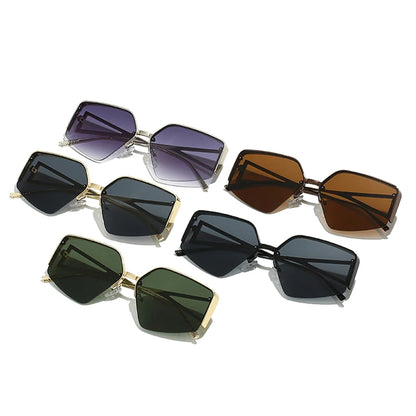 SHAUNA Fashion Polygon Cat Eye Women Semi Metal Sunglasses Retro Trending Men Sun Glasses Shades UV400