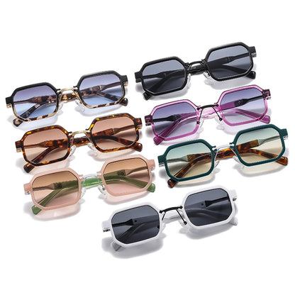 SHAUNA New Small Square Punk Sunglasses Women Fashion Double Color Eyewear Shades UV400 Men Gradient Sun Glasses