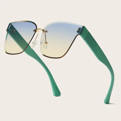 Lunettes de soleil carrées sans monture Y2K pour femmes et hommes, dégradé de couleurs acidulées, pour fête, plage, voyage, mode