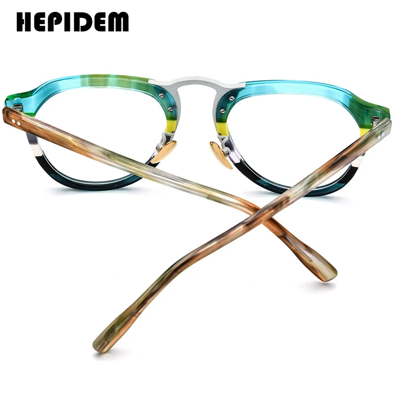 HEPIDEM Acetate Glasses Men 2024 New Women Retro Pilot Eyeglasses Frame Spectacles Eyewear H9350