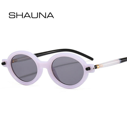 SHAUNA Ins Popular Fashion Small Oval Sunglasses Women Retro Clear Ocean Lens Men Punk Rivets Sun Glasses Shades UV400