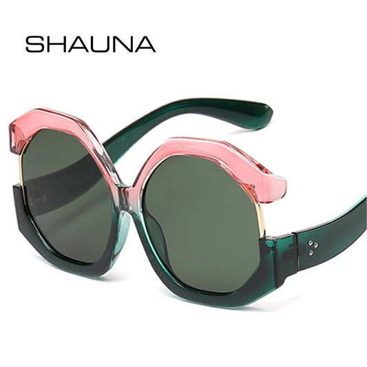 SHAUNA Fashion Polygon Square Women Oversized Sunglasses Retro Rivets Men Trending Gradient Sun Glasses Shades UV400