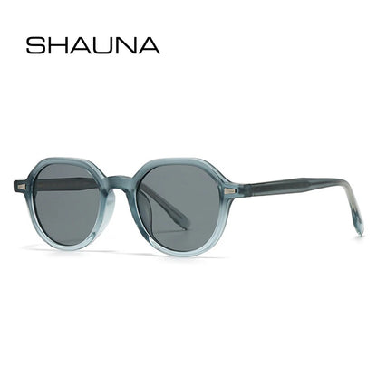 SHAUNA Retro Runde Männer Luxus Polarisierte Sonnenbrille Mode Punk Nieten Frauen Blau Grau Sonnenbrille Schattierungen UV400