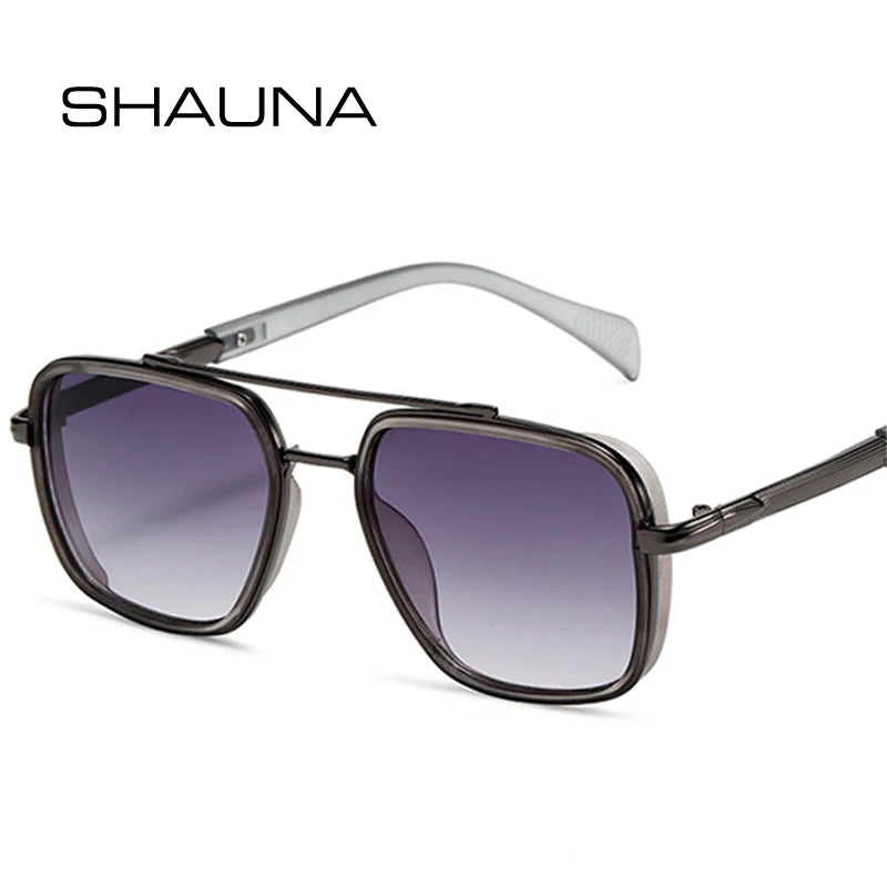 SHAUNA Double Bridges Square Lunettes de soleil de luxe pour femmes Rétro dégradé nuances UV400 hommes Punk lunettes de soleil d'extérieur