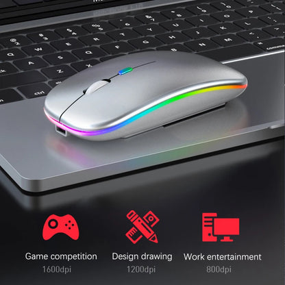 Souris sans fil 2,4 GHz RGB rechargeable Bluetooth sans fil pour ordinateur portable et PC