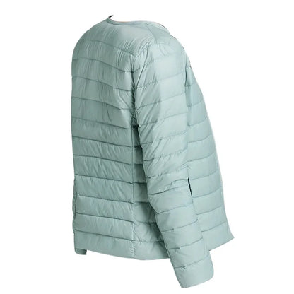 Veste en duvet de canard pour femme, col rond, col en V variable, nouvelle collection hiver 2024, manteau matelassé ultraléger sans col pour garder au chaud