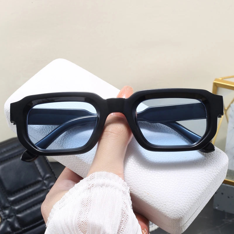 Square Sunglasses for Men Women UV400 Shades Vintage Blue Tea Punk Fashion Sun Glasses