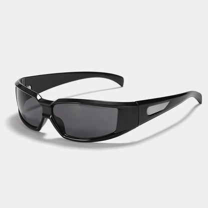 SHAUNA Lunettes de soleil tendance Y2K à monture argentée Lunettes de sport UV400