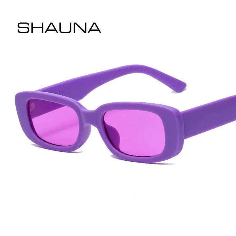 SHAUNA Vintage Small Rectangle Sunglasses Macaron Matte Sun Glasses Men Shades UV400