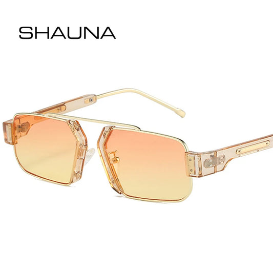 SHAUNA Retro Quadratische Bunte Sonnenbrille Damen Mode Klare Ozean Farbverlauf Gläser Shades UV400 Männer Lila Rosa Sonnenbrille