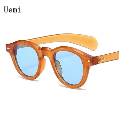 New Retro Men Round Sunglasses For Women Vintage Rivet Designer Small Frame Simple Trending Shades UV400 Eyeglasses