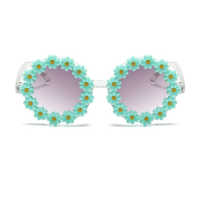 Lunettes de soleil rondes à la mode pour enfants, jolies lunettes de soleil à motif de marguerite pour enfants, lunettes de sport pour filles et garçons, lunettes de protection solaire d'extérieur