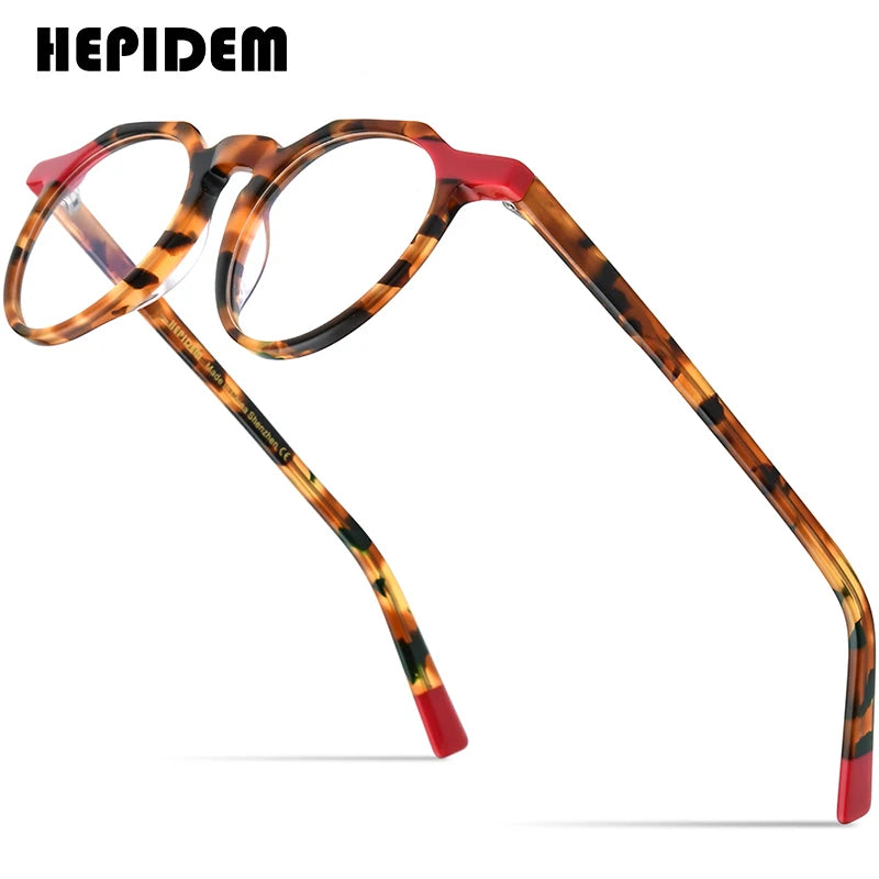 HEPIDEM Multicolor Acetate Glasses Men 2022 New Polygon Eyeglasses Frame Women Spectacles Eyewear 9220