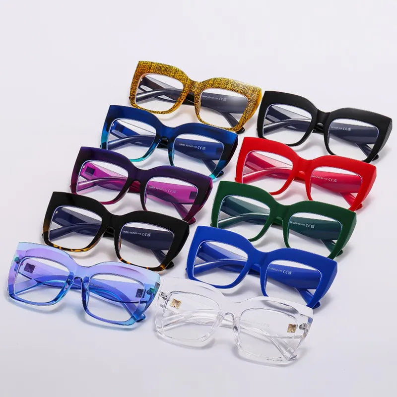 2024 New Fashion Oversized Women Anti Blue Light Glasses For Men Retro Square Frame Clear Lens Reading Female Eyewear