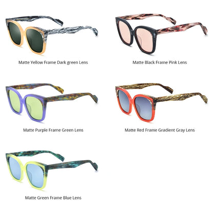 HEPIDEM Matte Acetate Polarized Sunglasses Men 2023 Women Colorful Retro Trendy Design Square Sun Glasses UV400 Shades H9347T