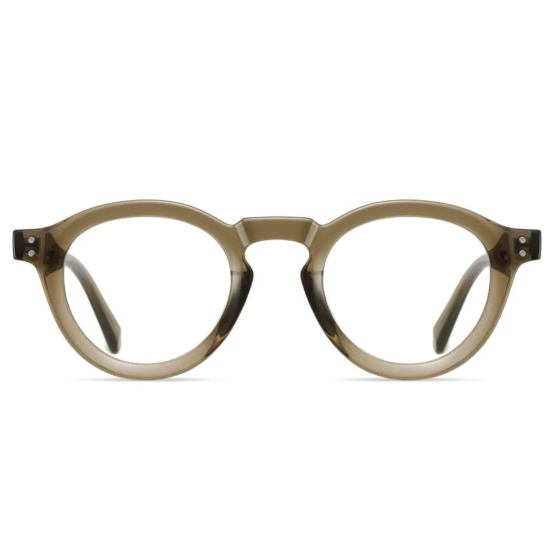 SHAUNA Anti-Blue Light Spring Hinge TR90 Retro Rivets Round Glasses Frames Fashion Computer Optical Eyeglasses