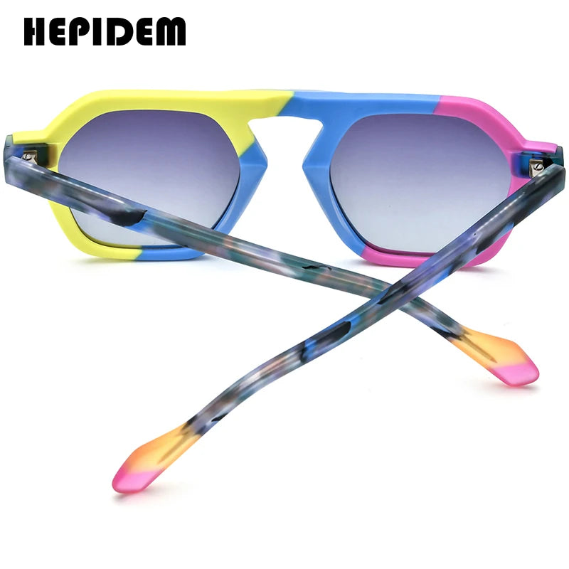 HEPIDEM Matte Acetat Polarisierte Sonnenbrille Männer Einfache Mode Retro Design Pilot Sonnenbrille UV400 2024 Neue Frauen Shades H9286T