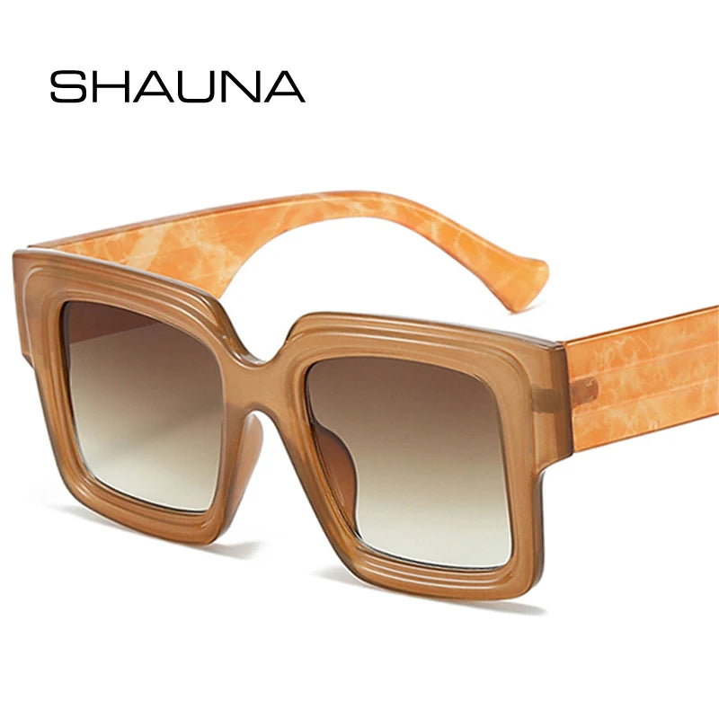 SHAUNA Nouvelles lunettes de soleil carrées surdimensionnées à double couleur pour femmes et hommes, verres dégradés rétro UV400, lunettes de soleil tendance