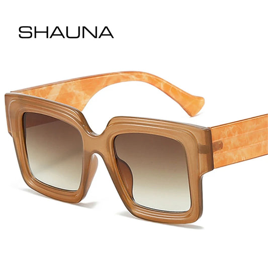 SHAUNA Nouvelles lunettes de soleil carrées surdimensionnées à double couleur pour femmes et hommes, verres dégradés rétro UV400, lunettes de soleil tendance