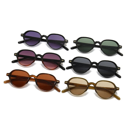 SHAUNA Ins Lunettes de soleil ovales tendance populaires pour femmes, nuances dégradées UV400, rétro, rivets, hommes, punk, vert olive