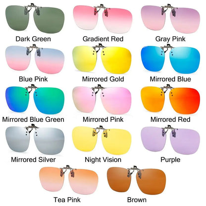 Metal Clip Clip-On Polarized Sunglasses UV400 Rimless Polygonal Shades Convenient Flip-up Sun Glasses for Prescription Glasses