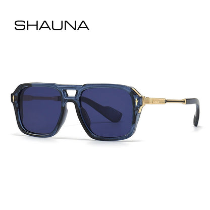 SHAUNA Retro Doppelstege Quadratische Sonnenbrille für Damen mit Farbverlauf, modische Sonnenbrille für Herren, UV400