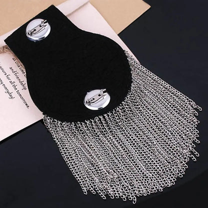 Long Chain Tassel Epaulette Vintage Rivet Classical Clothing Accessories DIY Hip-hop Shoulder Brooch Men Women