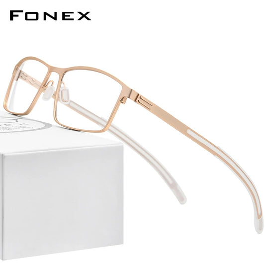 FONEX Alloy Eyeglasses Men Square Glasses Frame 2020 New Male Metal Full Screwless Eyewear 995